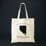Nevada Destination Wedding Welcome Bag Tas<br><div class="desc">Het weekend van de bruiloft heet cadeautas voor gasten uit de stad voor je bruiloft,  met afbeelding van Nevada,  met gouden hart. Vul tas met je favoriete godies.</div>