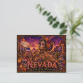 Nevada Día de los Muertos Retro Briefkaart (Staand voorkant)