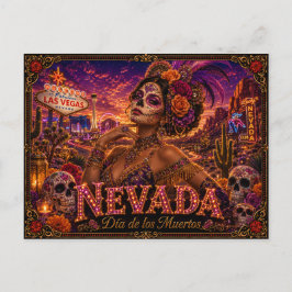Nevada Día de los Muertos Retro Briefkaart