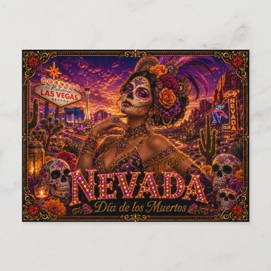 Nevada Día de los Muertos Retro Briefkaart (Voorkant)
