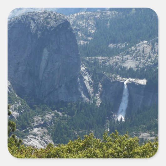 Nevada Falls vanuit de Panorama Trail Vierkante Sticker (Voorkant)