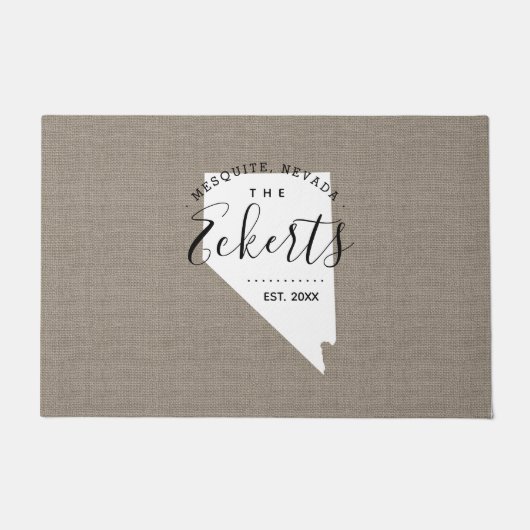 Nevada Family Monogram State Doormat Deurmat (Voorkant)