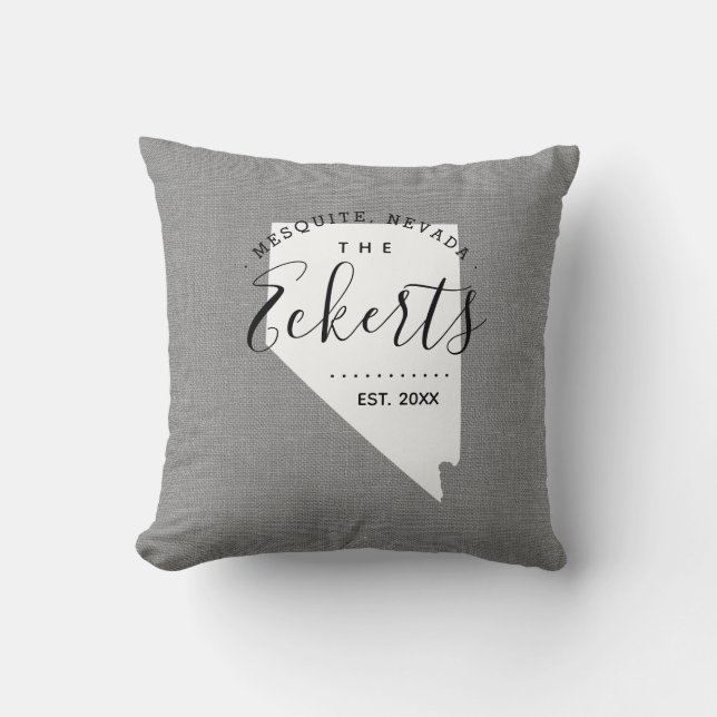 Nevada Family Monogram State Sierkussen (Voorkant)