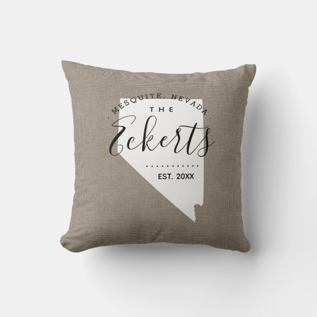 Nevada Family Monogram State Sierkussen (Voorkant)