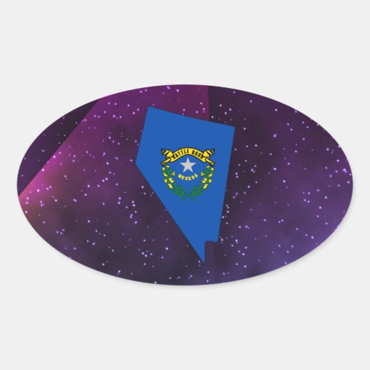 Nevada Flag Map op abstracte ruimte achtergrond Ovale Sticker (Voorkant)