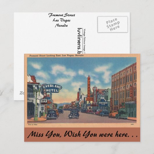 Nevada, Fremont Street, Las Vegas Briefkaart (Voorkant / Achterkant)