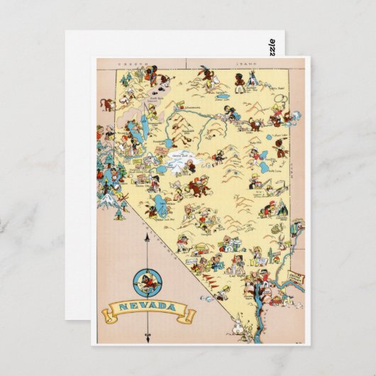 Nevada  Funny Map Briefkaart (Voorkant / Achterkant)