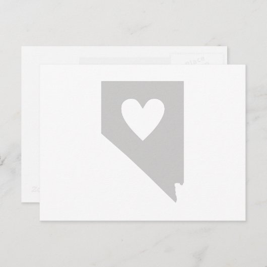 Nevada Grey State Map Vorm met Heart Cutout Briefkaart (Voorkant / Achterkant)