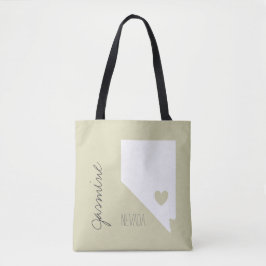 Nevada kaart met hartpersonalisatienaam tote bag