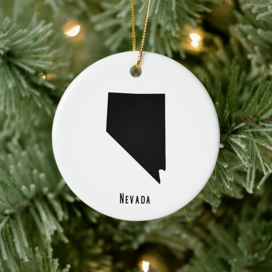 Nevada Map - Black and White Modern Nevada Map Keramisch Ornament (Boom)