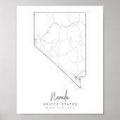 Nevada Minimal Street Map Poster (Voorkant)