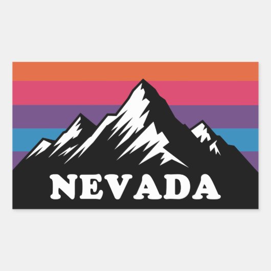 Nevada Mountain Sunset Retro Sticker (Voorkant)