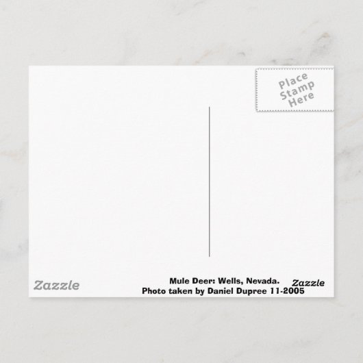NEVADA MULE DEER BRIEFKAART (Achterkant)