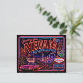 Nevada Neon Staat Retro Vintage Briefkaart (Staand voorkant)