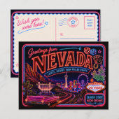 Nevada Neon Staat Retro Vintage Briefkaart (Voorkant / Achterkant)