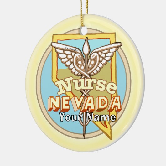 Nevada Nurse Caduceus Ornament (Links)