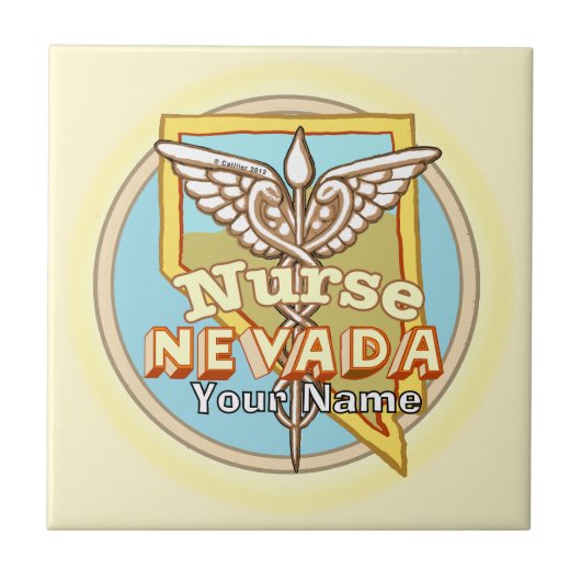 Nevada Nurse Caduceus Tile Tegeltje (Voorkant)