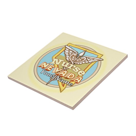 Nevada Nurse Caduceus Tile Tegeltje (Zijkant)