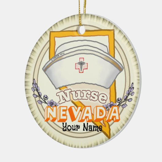 Nevada Nurse Keramisch Ornament (Links)