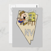 Nevada NV State Map & Gambler Jackpot Cartoon Briefkaart (Voorkant / Achterkant)