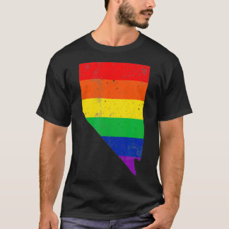 Nevada Pride Rainbow Flag Map Gay Lesbian LGBT Sup T-shirt