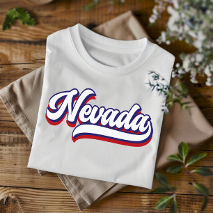 Nevada Rood Wit en Blauw Vintage Script T-Shirt