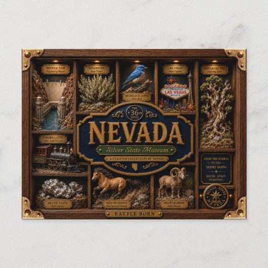 Nevada Shadow Box 3D Figuur Staat Briefkaart (Voorkant)