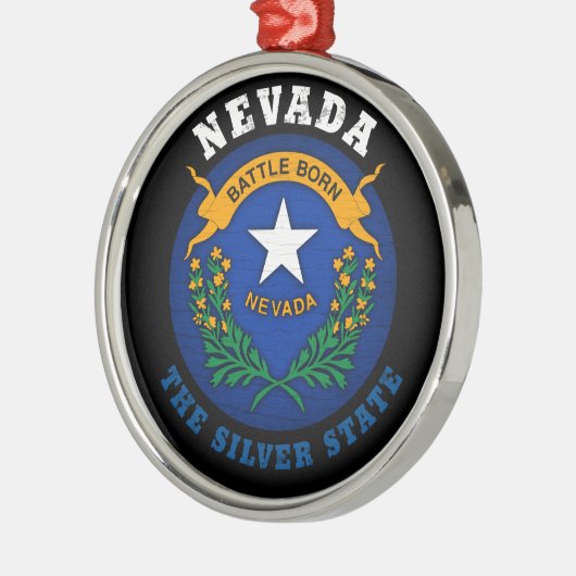 NEVADA SILVER STATE FLAG METALEN ORNAMENT (Links)