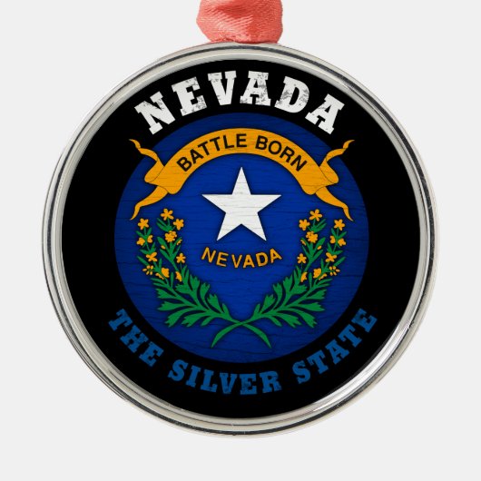 NEVADA SILVER STATE FLAG METALEN ORNAMENT (Voorkant)