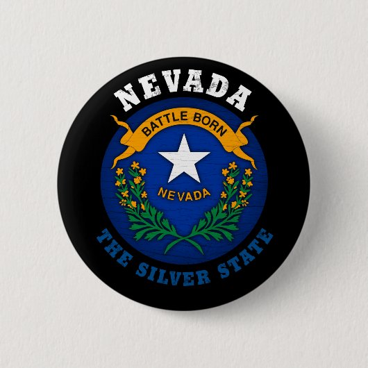 NEVADA SILVER STATE FLAG RONDE BUTTON 5,7 CM (Voorkant)