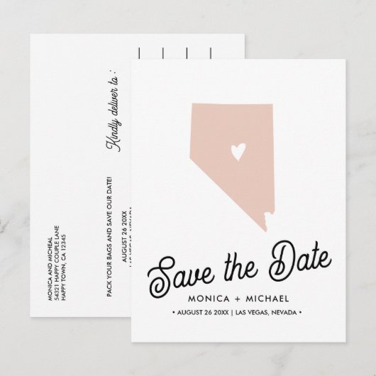 NEVADA State Destination Weduwing ANY COLOR Aankondigingskaart (Voorkant / Achterkant)