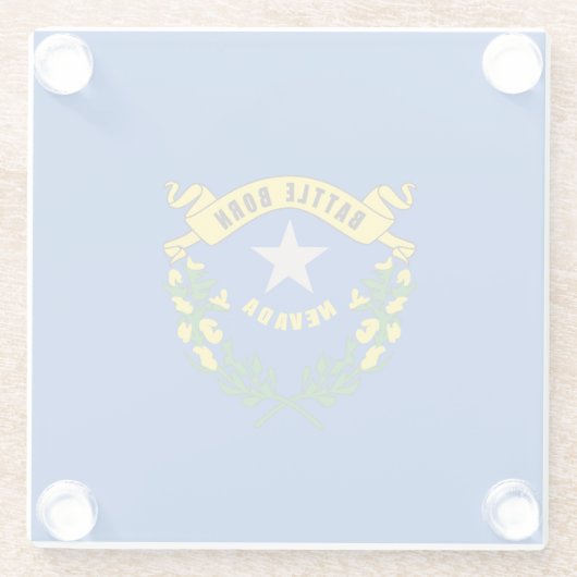 Nevada State Flag Design Decor Glazen Onderzetter (Achterkant)