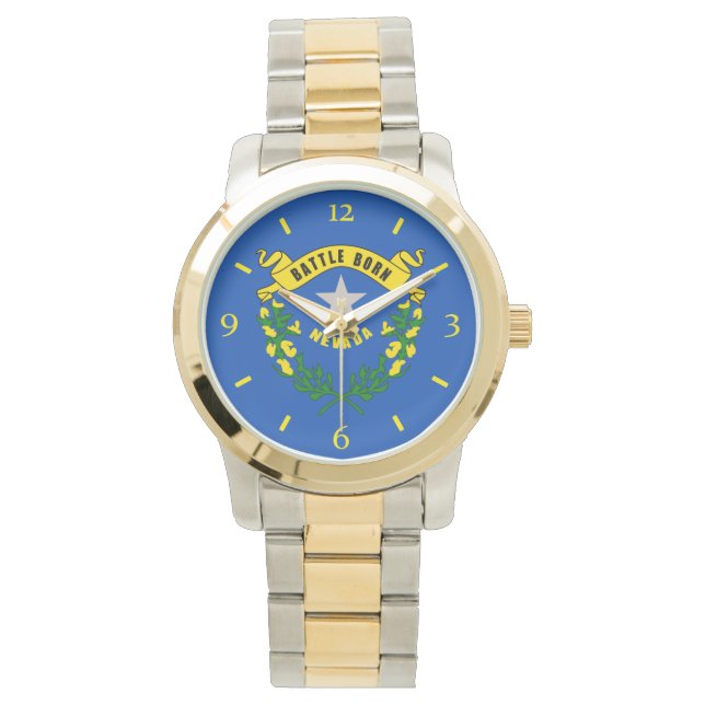 Nevada State Flag Watch Design Horloge (Voorkant)