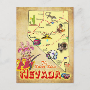 Nevada State Map Briefkaart