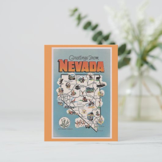 Nevada State Map Briefkaart (Staand voorkant)