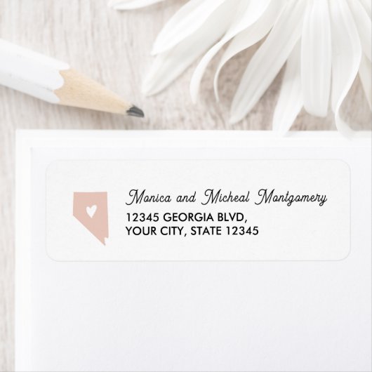 NEVADA State Map met hart - ELKE KLEUR Etiket (Insitu)