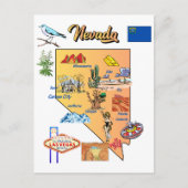 Nevada State Map met toeristische bestemmingen Briefkaart (Voorkant)