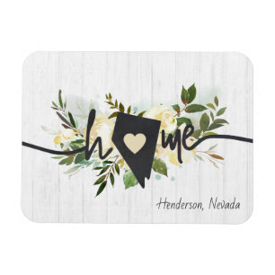 Nevada State Personalized Home City Rustic Floral Magneet