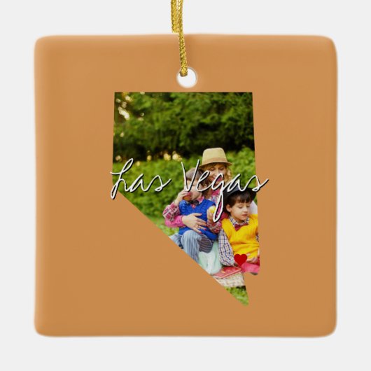Nevada State Photo insert and town name Keramisch Ornament (Voorkant)