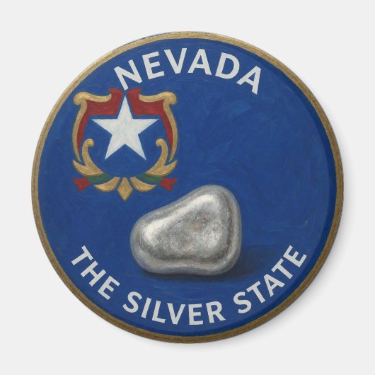 Nevada State Pride Zilveren Embleem ⛏️ Magneet (Voorkant)