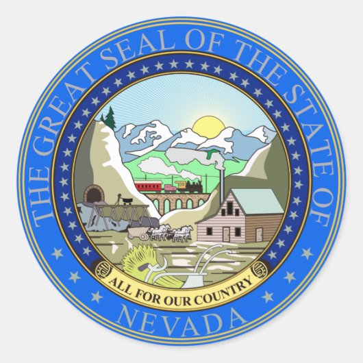 Nevada State Seal Ronde Sticker (Voorkant)