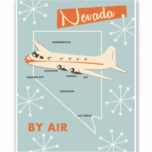 Nevada -stijlreisposter sticker (Voorkant)