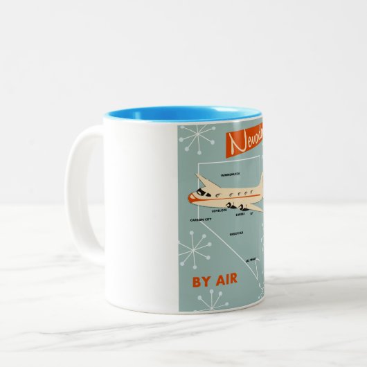 Nevada -stijlreisposter tweekleurige koffiemok (Voorkant links)