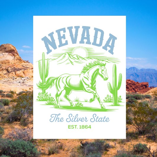 Nevada The Silver State Est. 1864 Wild Horse Briefkaart