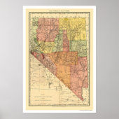 Nevada Town & Railroad Map 1893 Poster (Voorkant)