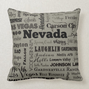 Nevada typografie gooit kussen in grijs en zwart