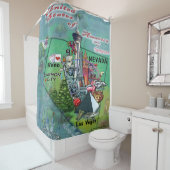 Nevada USA Cartoon Kaart Douchegordijn (In situ)