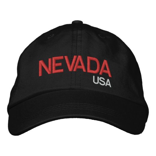 Nevada USA Geborduurd Pet Zwart Pet (Voorkant)