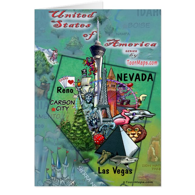 Nevada USA Kaart (Voorkant)