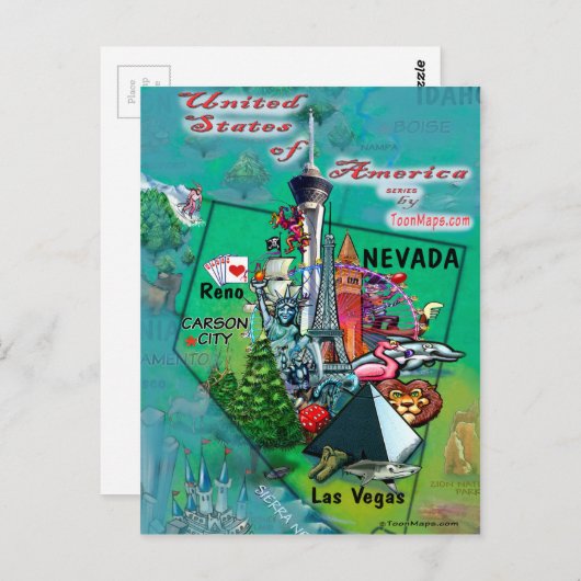 Nevada USA Kaart (Voorkant / Achterkant)